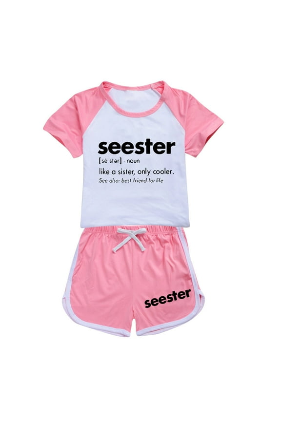 Kids Girl Summer Outfits Letter Short Sleeve Casual T-Shirt Tops and Shorts Pants Girl 2 Piece Outfits 7-8 Years Girl Clothes Cute&nbsp;Girl&nbsp;Clothing