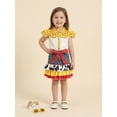thumbnail image 1 of Kids Girl Summer Outfits Plaid Print Fly Sleeve Shirts Tops Cow Pattern Ruffles Patchwork Denim Skirts Headband 3Pcs Clothes Set, 1 of 8