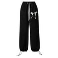 thumbnail image 1 of Kids Girl Sweatpants Bow Tie Athletic Pants Kids With Pockets Loose Fit Black Pants For Girls Back To School Outfits Kids Clothes For Girls 4-5 Years, 1 of 4