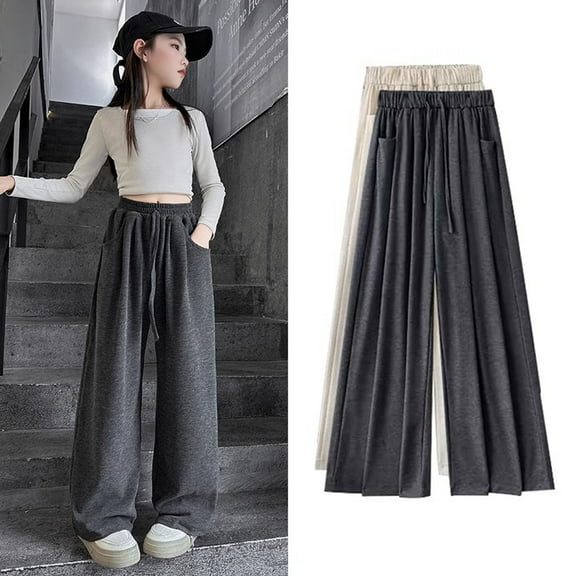 Kids Girl Sweatpants Loose Long Girls Wide Leg Sweatpants Kids Black Sweatpants Baggy Pants Kids Cute Outfits For Girls 4-5 Years