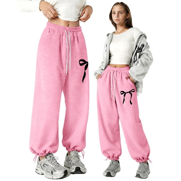 Kids Girl Sweatpants Straight Leg Athletic Jogger Pants With Pockets Classic Youth Pink Sweatpants School Sweatpants For Girls Kids Clothes For Girls 4T