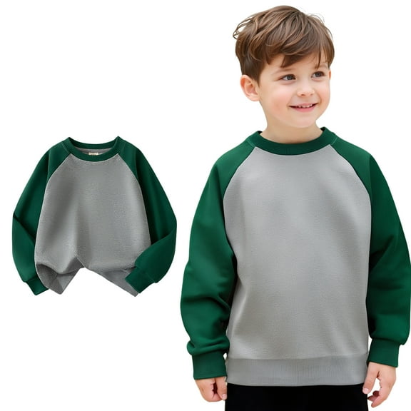 Kids Girl Sweatshirt Long Sleeve Color Block Oversized Crewneck Sweatshirts Warm Fall Winter Clothes Little Boy Clothes6-7 Years