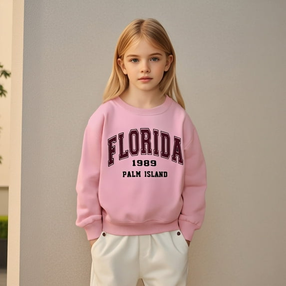 Kids Girl Sweatshirt Long Sleeve Kids Pink Sweatshirt Crewneck Pullover Casual Sport Sweatshirts Warm Fall Winter Clothes 8-9 Years Boys Clothes Cute Boy Girl Clothing