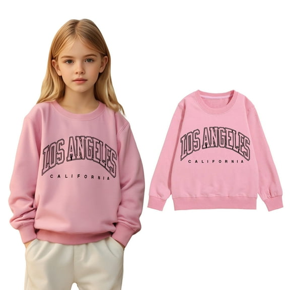 Kids Girl Sweatshirt Long Sleeve Letter Graphic Crewneck Pullover Tops Fall Clothes Toddler Girls Clothes8-9 Years
