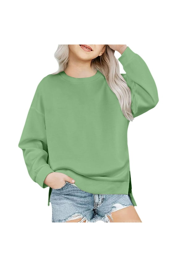 Kids Girl Sweatshirts Long Sleeve Green Sweatshirts Crewneck Loose Fit Pullover Tops Winter Clothes Cute Sweatshirts for Girls 7 Years