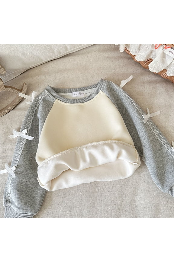 Kids Girl Sweatshirts Long Sleeve Kids Grey Sweatshirt Crewneck Loose Fit Pullover Tops Fall Clothes 5-6 Years Old Girl Clothes