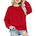 thumbnail image 1 of Kids Girl Sweatshirts Long Sleeve Kids Red Sweatshirt Oversized Crewneck Sweatshirts Warm Fall Winter Clothes Cute Sweatshirts for Girls 5 Years, 1 of 5