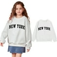 thumbnail image 1 of Kids Girl Sweatshirts Long Sleeve New York City Letter Print Sweatshirt Kids Crewneck Sweatshirts Pullover Tops Warm Fall Winter Clothes Preppy Sweatshirts for Girls 6-7 Years Kids Clothes, 1 of 5