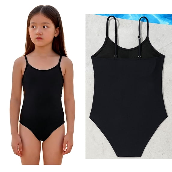 Kids Girl Swimsuit Bikini 1-Piece Bathing Suits Quick Dry Beach Swimwear with Adjustable Straps Kids 1 Piece Swimsuit 8-9 Years