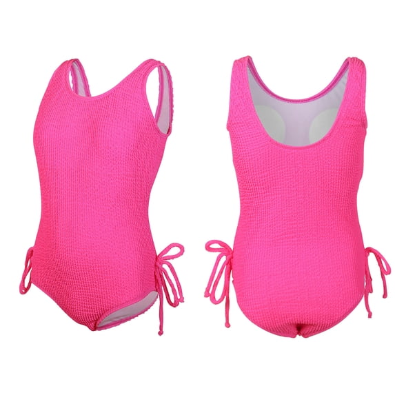 Kids Girl Swimsuit Sleeveless 1-Piece Bathing Suits Quick Dry Beach Swimwear with Solid Color Swim Suits for Girls 8-10 Years