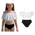 thumbnail image 1 of Kids Girl Swimsuits Two Piece Ruffled Swimwear Sets with Chest Pad Bathing Suits for Kids 9-10 Years, 1 of 6