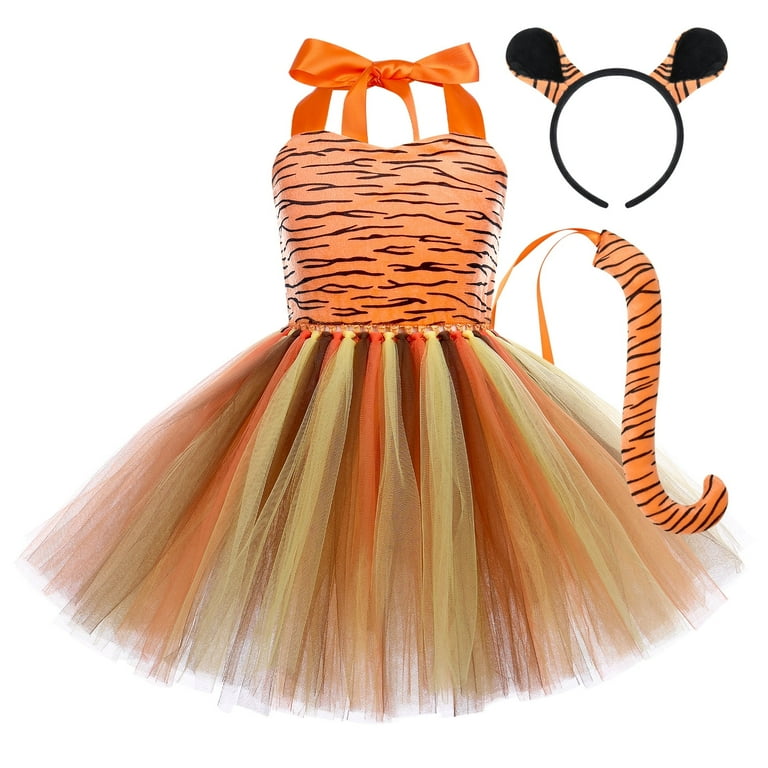 FYMNSI Baby Girl Tiger Costume, Halloween Cosplay Tutu Dress Set
