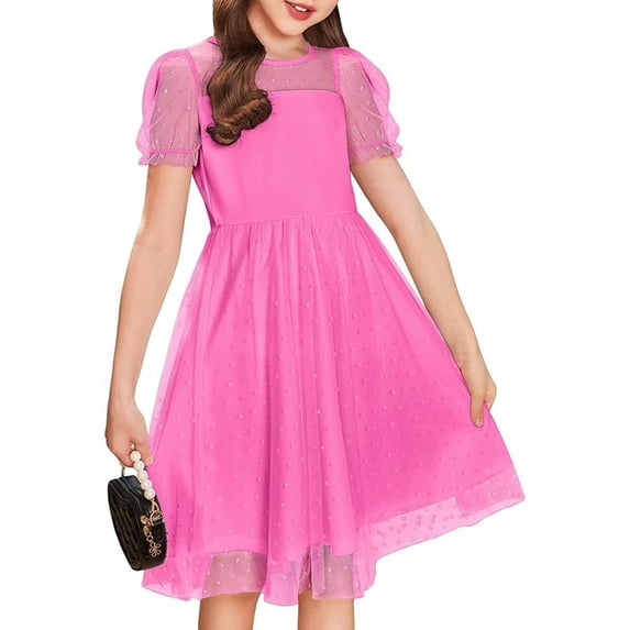 Kids Girl Tulle Dress Pink Dress Sleeveless Spring Dresses for Girls Cute Clothes for Girls 5-6 Years