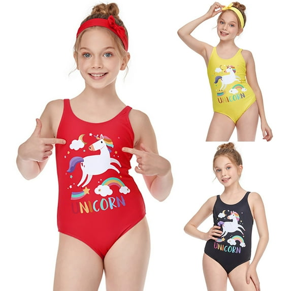 Kids Girl Unicorn Tankini Swimwear Swimsuit Swimming Bathing Suit Beachwear Age 2-12 Years