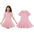 thumbnail image 1 of Kids Girl Uniform Dress Short Sleeve Polo Dresses Pink Tennis Dress School Clothes for Girls 6-7 Years, 1 of 4