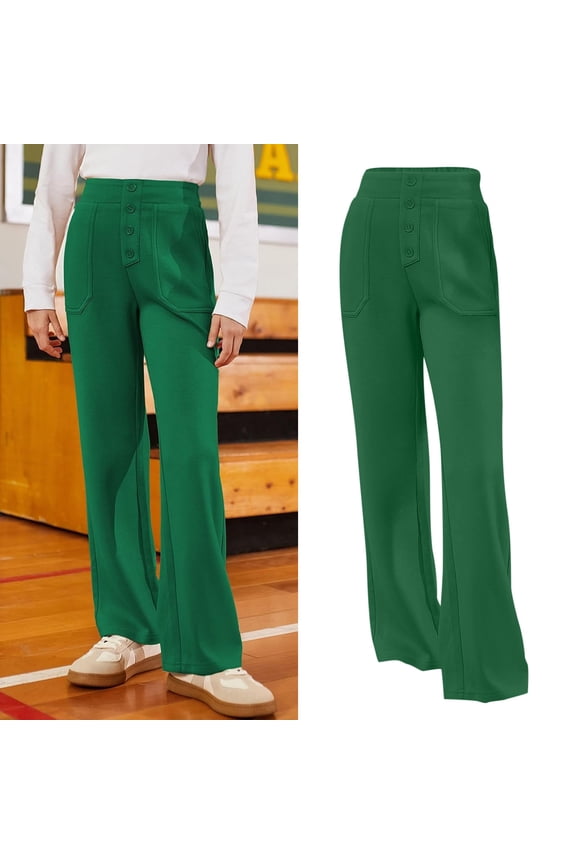 Kids Girl Uniform Pants Skinny Pants Stretch Pants With Pockets Flare Leg Pants Blue Pants For Girls Uniform Back To School Outfits For Teen Girls Kids Tween Girl Clothing 9-10 Years