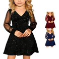 thumbnail image 1 of Kids Girl's Puff Long Sleeve Mesh Casual High Waist A Line Short Dress Formal Party Dresses for 4 14 Years Dresses for Party 11-12 Years, 1 of 7