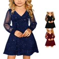 thumbnail image 1 of Kids Girl's Puff Long Sleeve Mesh Casual High Waist A Line Short Dress Formal Party Dresses for 4 14 Years Dresses for Party 7-8 Years, 1 of 7