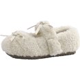 thumbnail image 1 of Kids Girl's Slip On Plush Mary Jane Shoes Fleece Lined Non Slip Loafers Toddler Cute Bowknot Princess Dress Shoes White Size 7 Toddler, 1 of 7