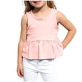 thumbnail image 1 of Kids Girls 100% Cotton Ruffled Peplum Tank Top Blush Pink Sleeveless Summer Tops for Kids Girls Casual Tee,Size 3-4 T, 1 of 5