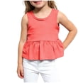 thumbnail image 1 of Kids Girls 100% Cotton Ruffled Peplum Tank Top Watermelon Red Sleeveless Summer Casual Top for Kids Girls,Size 4-5 T, 1 of 5
