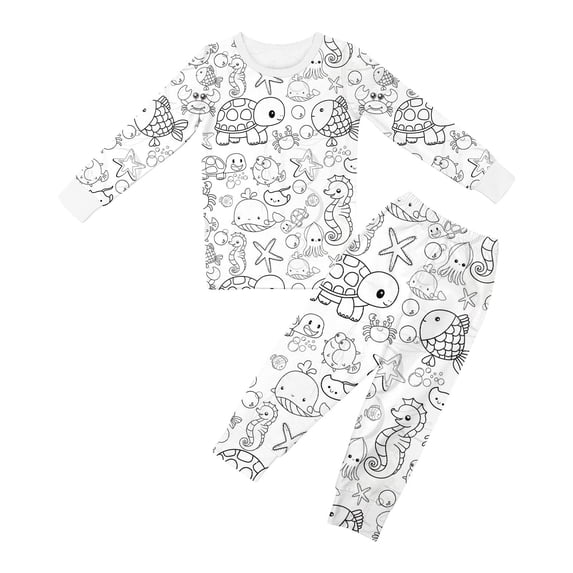 Kids Girls 2 Piece Outfits Sketch Coloring DIY Hand Drawn Hoodie Set Unisex Sweatshirt And Pants Outfit Fashion Sweatshirts and Sweatpants 2-3 Years