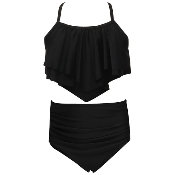 Kids Girls Swimsuit 2 Piece Bikini Set Tiered Ruffled Quick Dry Summer Beach Swimsuit Girls Kids 3-4 Years Bathing Suit Girls
