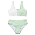 thumbnail image 1 of Kids Girls' 2 Piece Swimsuits Colorblock Spaghetti Strap Cute Bikini Set Solid Sport High Waisted Bathing Suit for 7-14 Years, 1 of 4