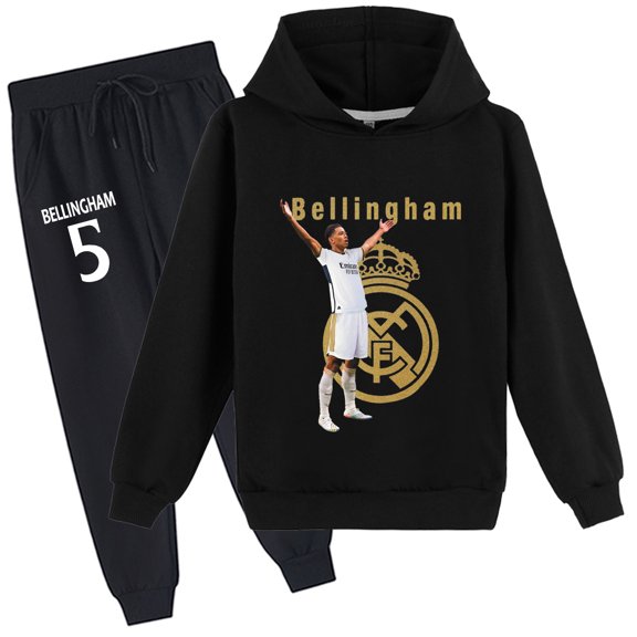 Kids Girls 2 Piece Tracksuit Outfits-Jude Bellingham Autumn Hoodies Graphic with Jogger Pants Sweatsuit Hooded