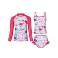 thumbnail image 1 of Kids Girls 3Pcs Rashguard Swimsuit UPF 50+ Long Sleeves Tops Tankini Swimwear Beachwear Set, 1 of 6