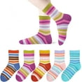 thumbnail image 1 of Kids Girls' 5 Pack Seamless Rainbow Stripes Crew Socks, 1 of 1