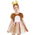 thumbnail image 1 of Kids Girls Animal Reindeer Costume, Deer Furry Fancy Dress with Headband for Halloween Christmas Party 3-10 Years, 1 of 7