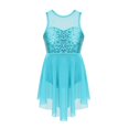 thumbnail image 1 of Kids Girls Applique Ballet Dress Sleeveless Irregular Mesh Tulle Lyrical Dance Costume Contemporary Leotard Dress Dancewear, 1 of 7