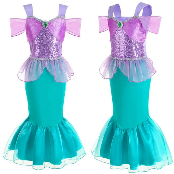Kids Girls Ariel Costume Princess Dress Fancy Mermaid Tail Cosplay Outfits