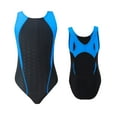 thumbnail image 1 of Kids Girls Athletic Swimsuit One Piece Solid Swimwear for Practice and Competition in Black and Navy Bathing Suit, 1 of 6