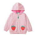 thumbnail image 1 of Toddler Boys Girls Jacket Warm Kids Fall Winter Cartoon Printed Striped Style Lightweight Hooded Casual Winter Outwear Coat,Size 1-2 Years, 1 of 7