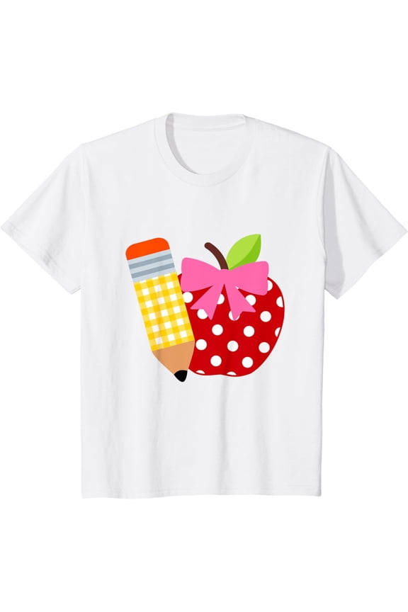 Kids Girls Back to School Apple Toddler First Day of Preschool T-Shirt