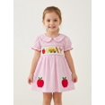 thumbnail image 1 of Kids Girls Back to School Dress Apple Pencil School Bus Embroidery Doll Collar Short Sleeve Dress Toddler Summer Casual Dress, 1 of 10