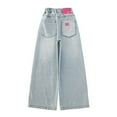 thumbnail image 1 of Kids Girls Baggy Jeans Denim Elastic Wasit Wide-Leg Palazzo Denim Pants Pants for Teen Girls Cute Clothes for Girls, 1 of 9