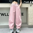 thumbnail image 1 of Kids Girls Baggy Jeans Elastic High Waist Wide Leg Denim Pants Pants for Teen Girls Girls Pants Size, 1 of 7