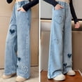 thumbnail image 1 of Kids Girls Baggy Jeans Elastic High Waist Wide Leg Jeans Baggy Denim for Toddler Girls 12-14 Years Cute&nbsp;Girl&nbsp;Clothing, 1 of 9