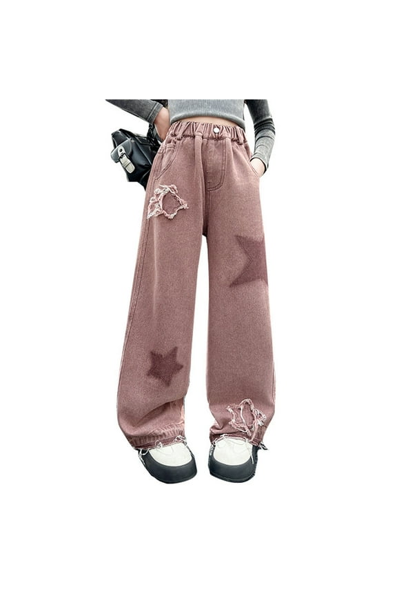 Kids Girls Baggy Jeans High Waist Wide Leg Jeans for Teens Justice Girls Clothing