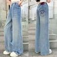 thumbnail image 1 of Kids Girls Baggy Jeans High Waist Wide-Leg Palazzo Denim Pants for Teens Girls Jeans Size 13-14 Years Girls Fashion, 1 of 8