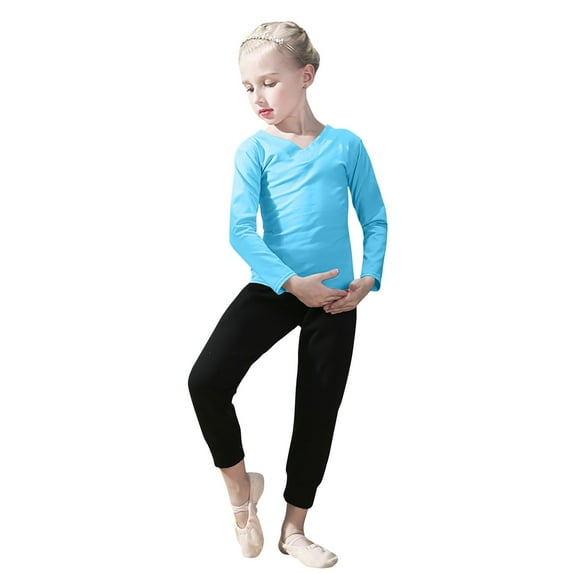 Kids Girls Base Layers Set Long Sleeve and Pants Active Undergarments for Dance, Ballet, Gymnastics, Performance in Winter