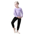 thumbnail image 1 of Kids Girls Base Layers Set Long Sleeve and Pants Active Undergarments for Dance, Ballet, Gymnastics, Performance in Winter, 1 of 8
