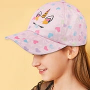 Kids Girls Baseball Hat Cute Unicorn Dad Trucker Hat Adjustable Baseball Cap for Summer Sports Travel Hiking for Children 6-14 Years