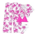 thumbnail image 1 of Kids Girls Bathing Suit Girl's 4 Piece Swimsuits Tropical Print Halter Bikini Set with Mesh Pants Swimwear, 1 of 6