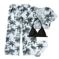 thumbnail image 1 of Kids Girls Bathing Suit Girl's 4 Piece Swimsuits Tropical Print Halter Bikini Set with Mesh Pants Swimwear, 1 of 6