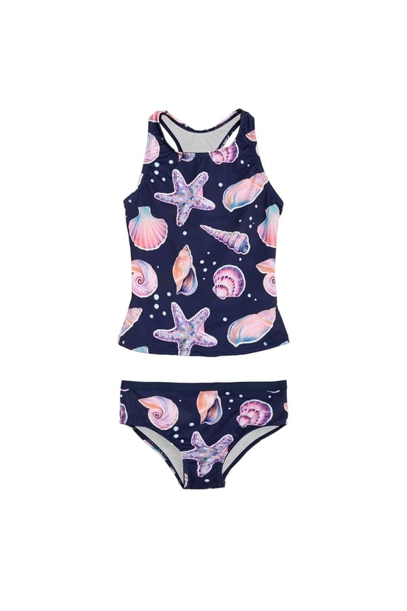 Kids Girls Bathing Suit Girls' Mixed Print Tankini for Tween Flowy with Pattern for Beach Swim Class Swimwear Swimsuits