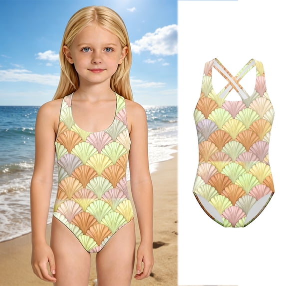 Kids Girls Bathing Suit sleeveless 1 Piece Swimsuit Cute Athletic Bathing Suit For Girls Girls Bathing Suits Size 5-6 Years